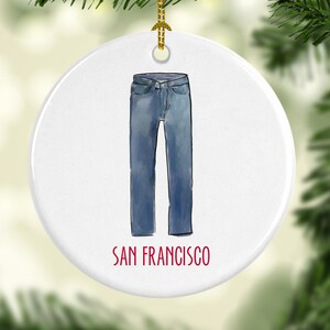 San Francisco Levis Round Porcelain Ornament
