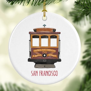 San Francisco Cable Car Round Porcelain Ornament