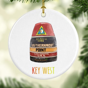 Key West Southernmost Point Round Porcelain Ornament
