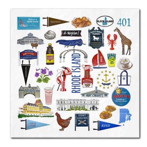 Iconic Rhode Island Watercolor  Napkins