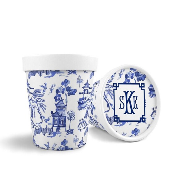 Large 16 oz. Blue Willow Ice Cream, Soup, Favor Cup with Lids - Set of 12 Il_570xn