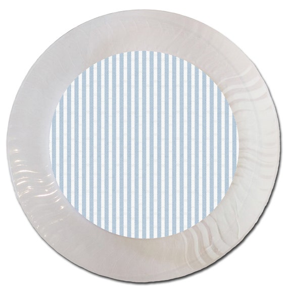 Blue Seersucker Plastic Plates - Set of 12 Il_570xn