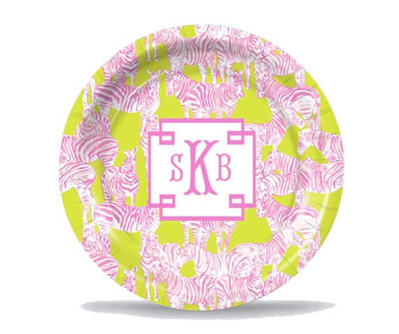 pink and green paper plates