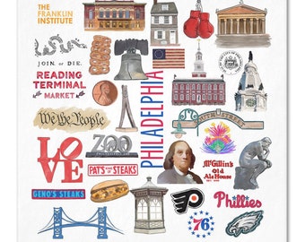 Iconic Philadelphia Watercolor  Napkins