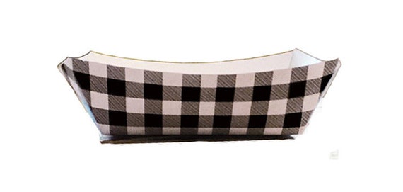 Black and White Buffalo Plaid Paper Food Tray - Set of 12 Il_570xn