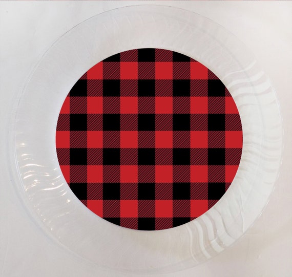 Red and Black Buffalo Plaid Plastic Plate - Set of 12 Il_570xn