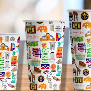Iconic Denver Colorado Watercolor Hot/Cold Paper Party Cups - 3 sizes - Set of 12