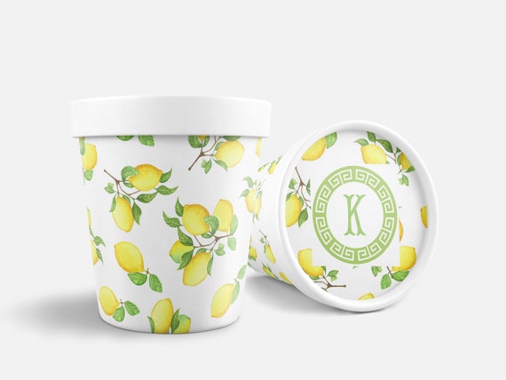 Large 16 oz. Lemons Ice Cream, Soup, Favor Cup with Lids - Set of 12 Il_570xn