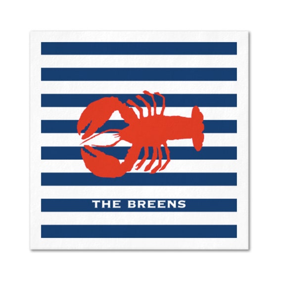NEW! Full-color, Personalized Striped Lobster Cocktail Napkins Il_570xn
