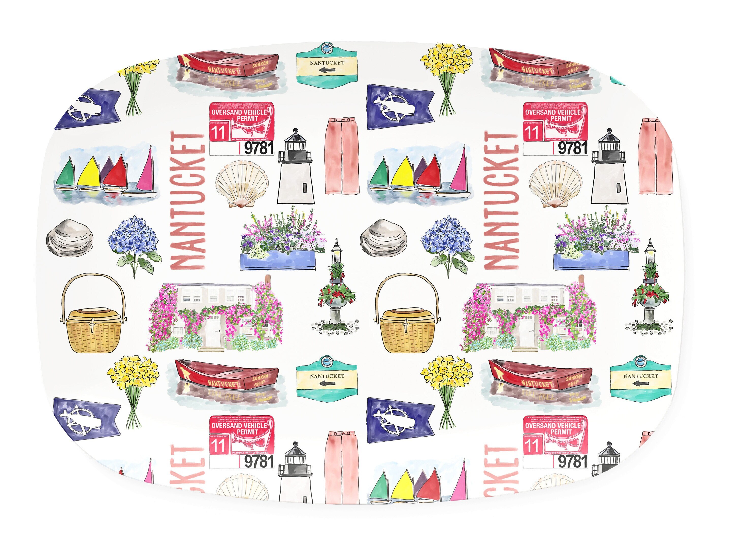 Iconic Nantucket Watercolor Thermosaf Platter - Etsy