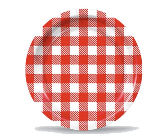 red and white paper plates