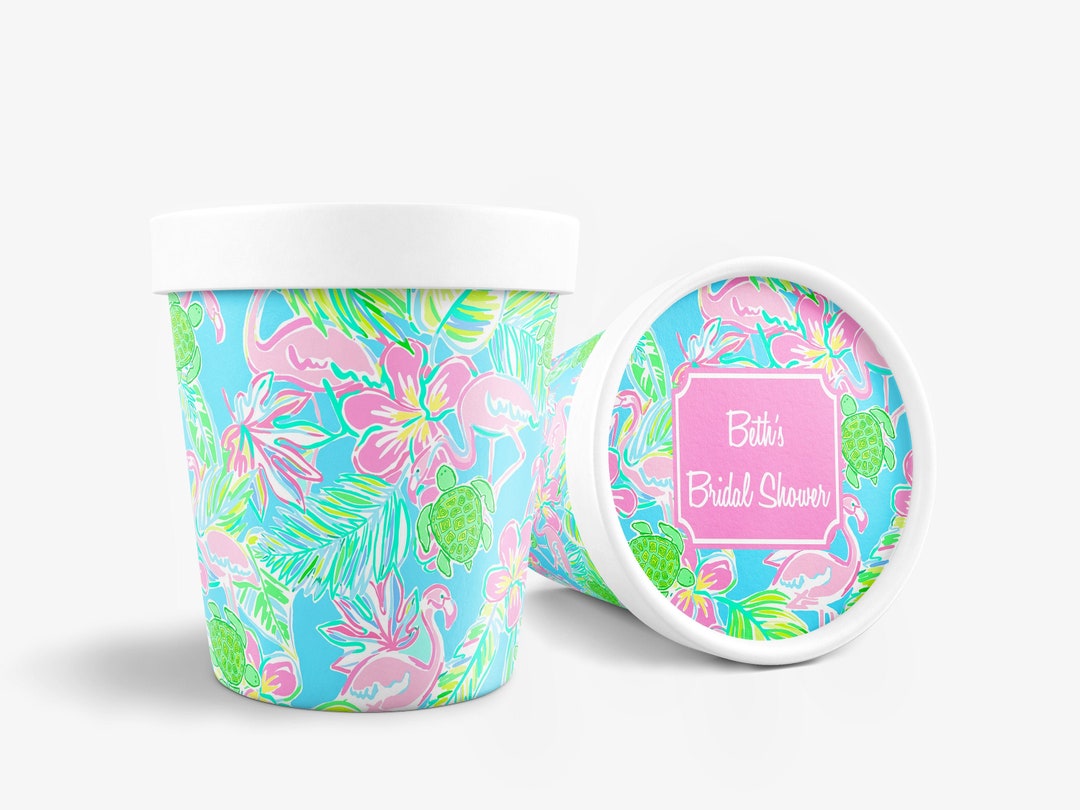 Large 16 Oz. Pink Flamingo Ice Cream, Soup, Favor Cup With Lids Set of