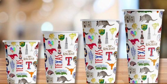 Iconic State of Texas Watercolor Hot/Cold Paper Party Cups - 4 sizes ...