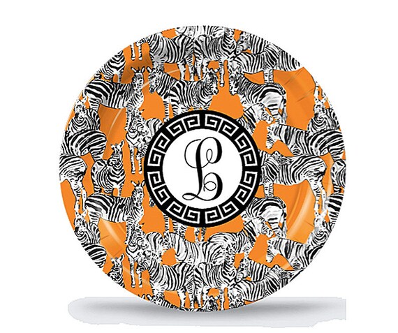 orange and black paper plates