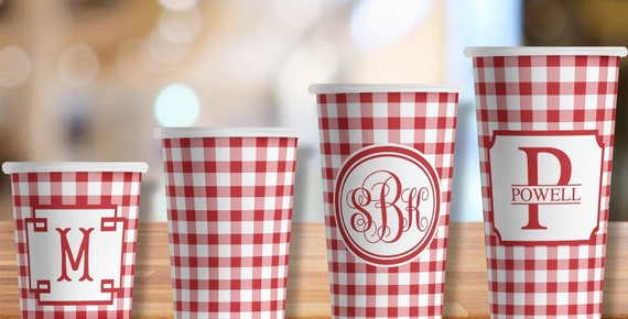 Red Gingham Paper Party Cups in 4 sizes - Set of 12 by When I Was Your ...