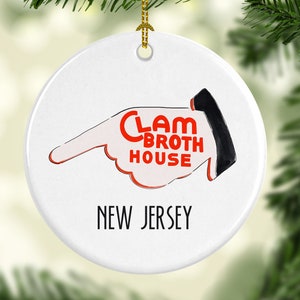 Iconic NJ Clam Broth House Round Porcelain Ornament