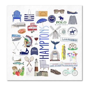 Iconic Hamptons NY Watercolor  Napkins