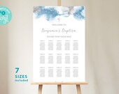 Light Blue & Silver DIY Seating Chart Template, EDITABLE  Find Your Seat Sign, Modern Seating Plan Poster, Boy Baptism, Communion BA07-5