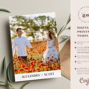 Simple Rustic Save the Date Announcement Template, Multiple Photo Card ...