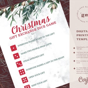 White Elephant Game Gift Exchange Dice Game, EDITABLE Christmas Party ...