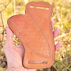 USA Pancake Sheath 4.5”Fixed Blade folding Knife Brown Leather Pouch Holster