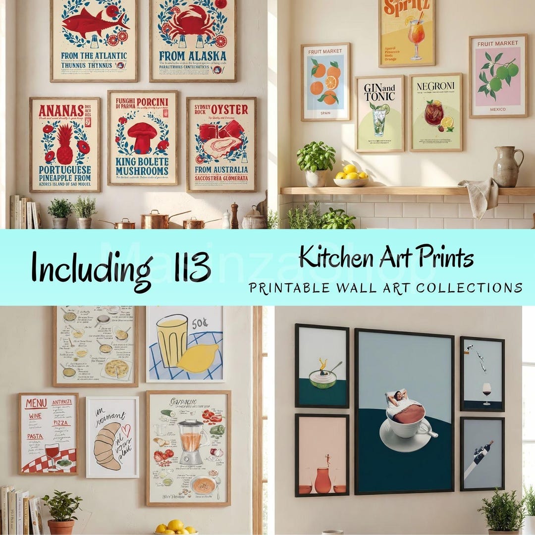 Kitchen Gallery Wall Art Set, Trendy Food Prints (digital Print) - Etsy
