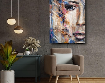 Abstract Woman Face Art Print, Modern Wall Decor (Digital Download)