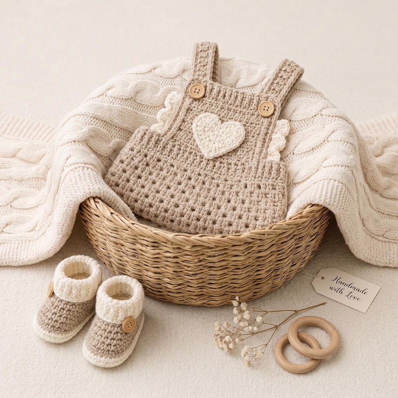 Crochet Newborn Romper & Booties Pattern PDF, Baby Outfit Crochet Tutorial, 2-in-1 Bundle, Digital Download, Infant Gift image 7