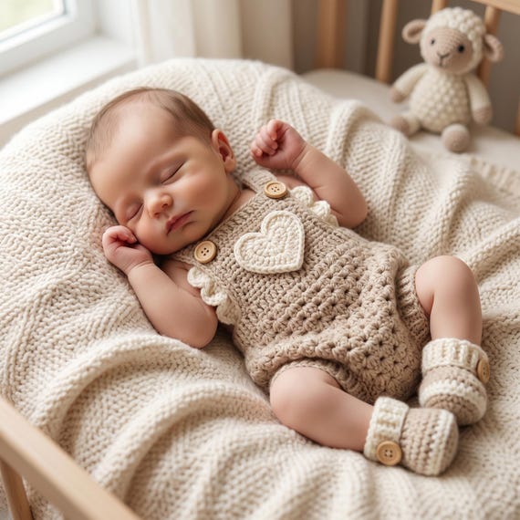 Crochet Newborn Romper & Booties Pattern PDF, Baby Outfit Crochet Tutorial, 2-in-1 Bundle, Digital Download, Infant Gift