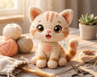Crochet Cat Amigurumi Pattern, Beginner Friendly Plush Kitten Toy, Easy DIY PDF Tutorial, Cute Animal Digital Download