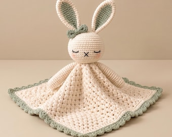Bunny Lovey Crochet Pattern PDF, Baby Comfort Blanket, Easy Rabbit Security Blanket, Handmade Baby Gift, Beginner Crochet