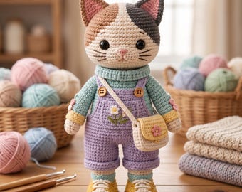 Calico Cat Crochet Pattern,  Amigurumi Kitty Doll PDF, Cute Crochet Animal Tutorial, Handmade Plush Toy, Cat Doll Pattern, Digital Download