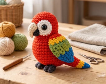 Parrot Amigurumi Crochet Pattern, Colorful Bird Plush Toy PDF, Crochet Parrot Pattern, Handmade Toy Design, Digital Download