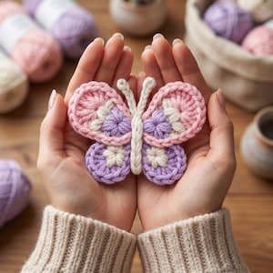 Beginner Crochet Butterfly Pattern PDF, Easy Floral Butterfly Applique Tutorial, Cute Spring Decor, Instant Digital Download