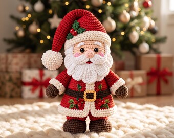 Crochet Santa Claus Pattern, Christmas Amigurumi Doll PDF, Holiday Decor Crochet Pattern, Intermediate Santa Toy Digital PDF Download