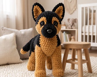 German Shepherd Crochet Pattern PDF, Realistic Amigurumi Dog, Plush Puppy Tutorial, Stuffed Animal Pattern, Shepherd Dog Digital Download