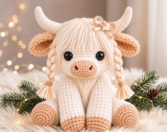 Highland Cow Crochet Pattern, Cute Amigurumi Cow PDF, Intermediate Crochet Toy, Cottagecore Plush Pattern, Instant Digital Download