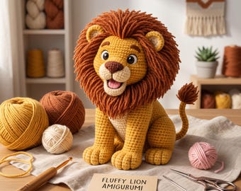 Fluffy Lion Amigurumi Crochet Pattern, Beginner Friendly Safari Animal Plush, Easy DIY Toy PDF, Cute Lion Digital Download