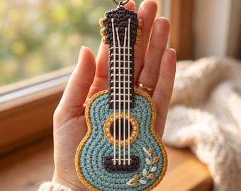 Mini Acoustic Guitar Crochet Pattern, Amigurumi Keychain PDF, Musical Instrument Tutorial, Music Lover Gift, DIY Bag Charm