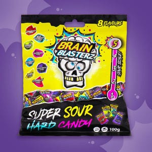 Caramelos duros Brain Blasterz Super Sour - 8 sabores, 100 g (importado de EE. UU.)