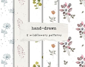 Pastelowe, kwiatowe, bezszwowe wzory – cyfrowy papier do scrapbookingu w stylu vintage chic, powtarzające się wzory