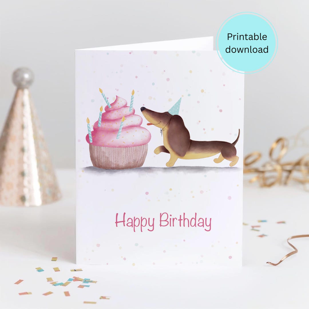 Adorable Dachshund Birthday Card - Cute Dog Lover's Greeting Card - Etsy