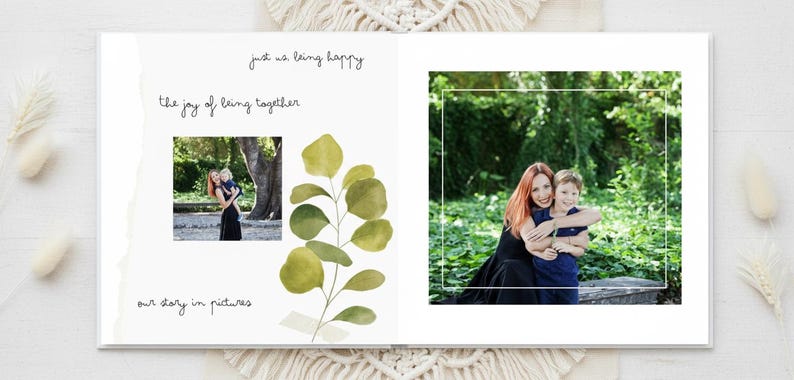 Szablon albumu ze zdjęciami – 12x12, edytowalny w Canva, z rysowanymi ręcznie ilustracjami zdjęcie 4