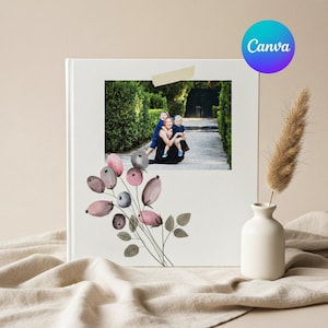 Szablon albumu ze zdjęciami – 12x12, edytowalny w Canva, z rysowanymi ręcznie ilustracjami zdjęcie 1