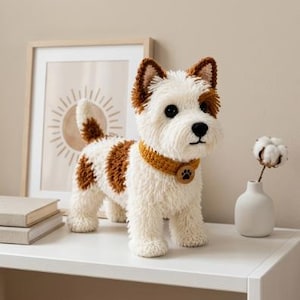 Patrón realista de Westie a crochet, tutorial en PDF de perro amigurumi West Highland White Terrier, patrón de perro a crochet de nivel intermedio