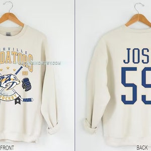 CustomCat Nashville Predators Skull Retro NHL Crewneck Sweatshirt White / M