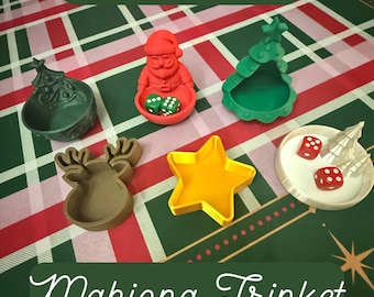 3D Printed Christmas Mahjong Trinket Dish | Christmas Mahjong Dice Tray | Holiday Mahjong Gift