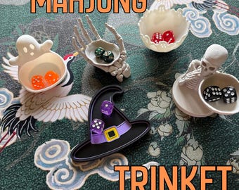 3D Printed Mahjong Halloween Trinket Dish | Seasonal Mahjong Trinket Dice Dish