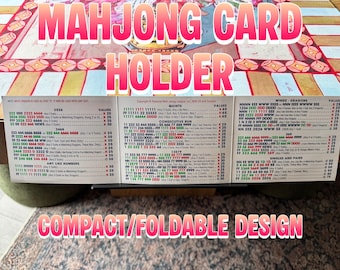 Mahjong Card Holder for Table – Under Mat Slide-In Stand – Angled Viewing Rack – Space Saving Foldable Design – American Mahjong Accessory