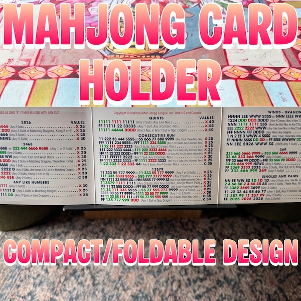 Mahjong Card Holder for Table – Under Mat Slide-In Rack, Angled Viewing, Foldable Design